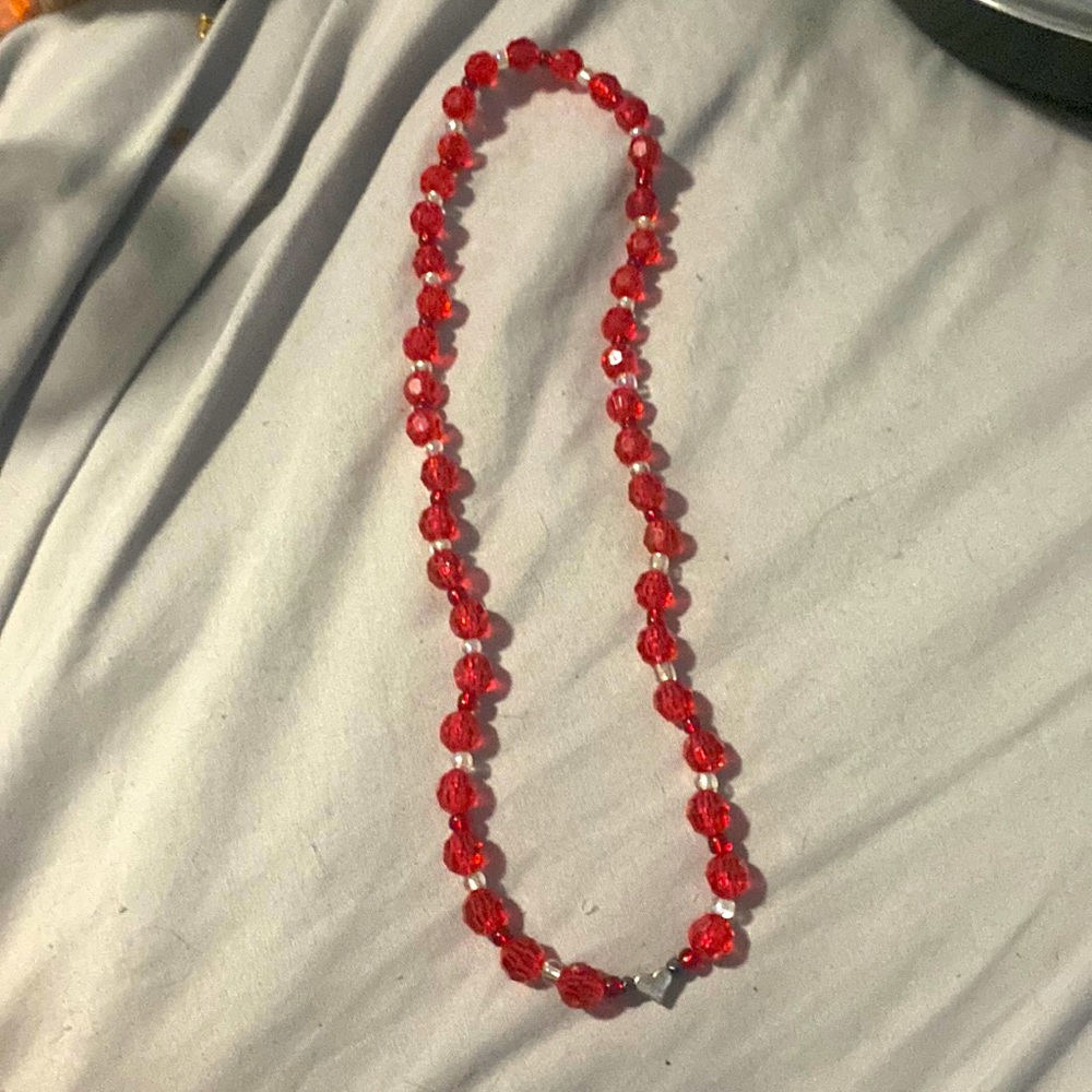 red beaded necklace